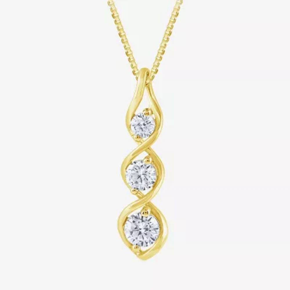 (Si2/ G) Womens 1/2 CT. T.W. Lab Grown White Diamond 10K Gold 18 Inch Pendant Necklace
