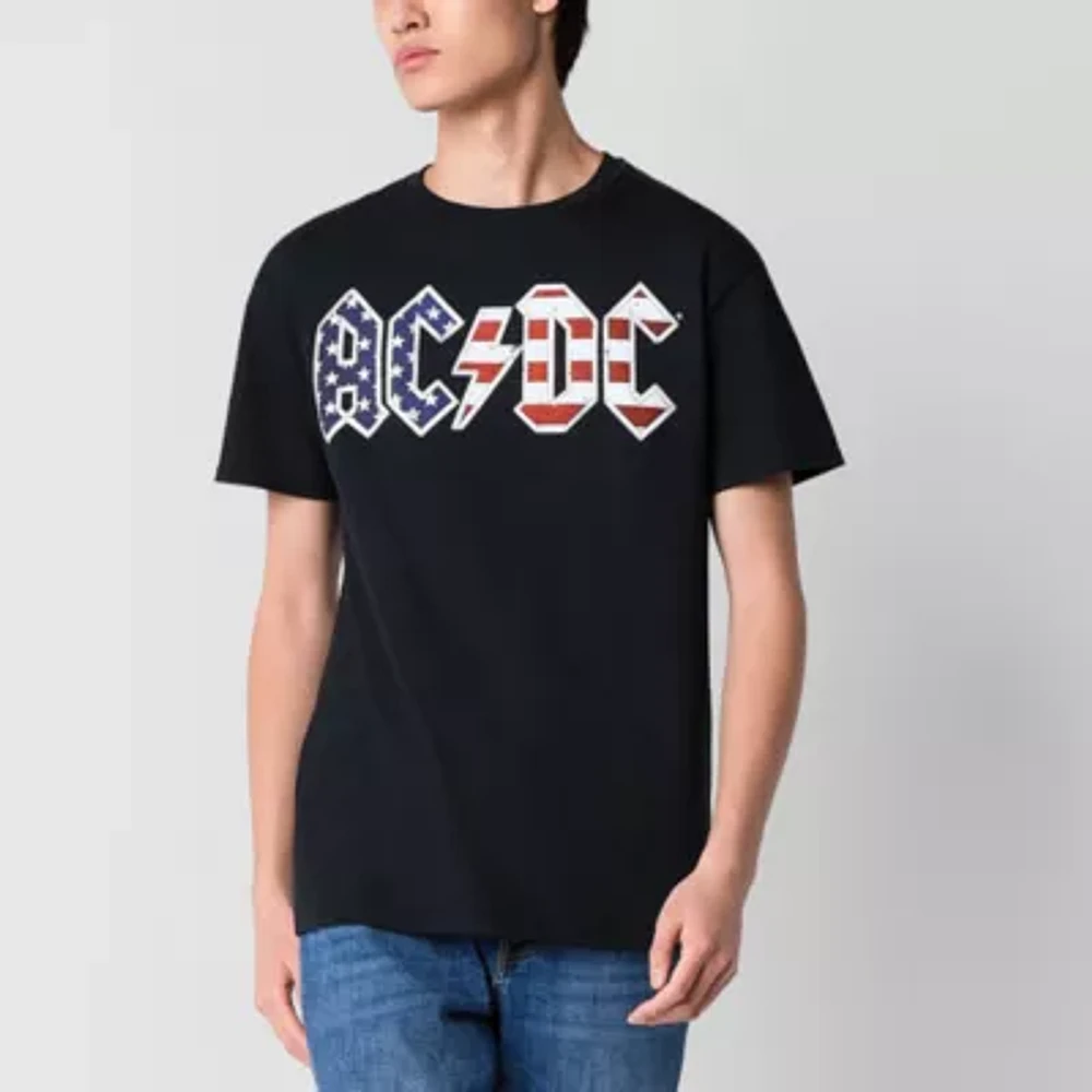 Mens Short Sleeve Americana AC/DC Graphic T-Shirt