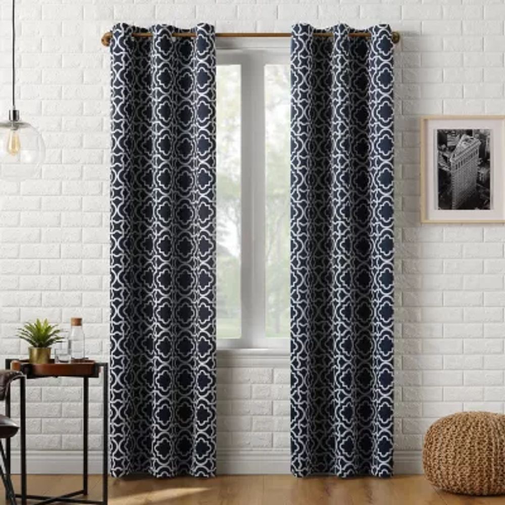 Sun Zero Barnett Trellis Grommet Top Energy Saving Blackout Single Curtain Panel