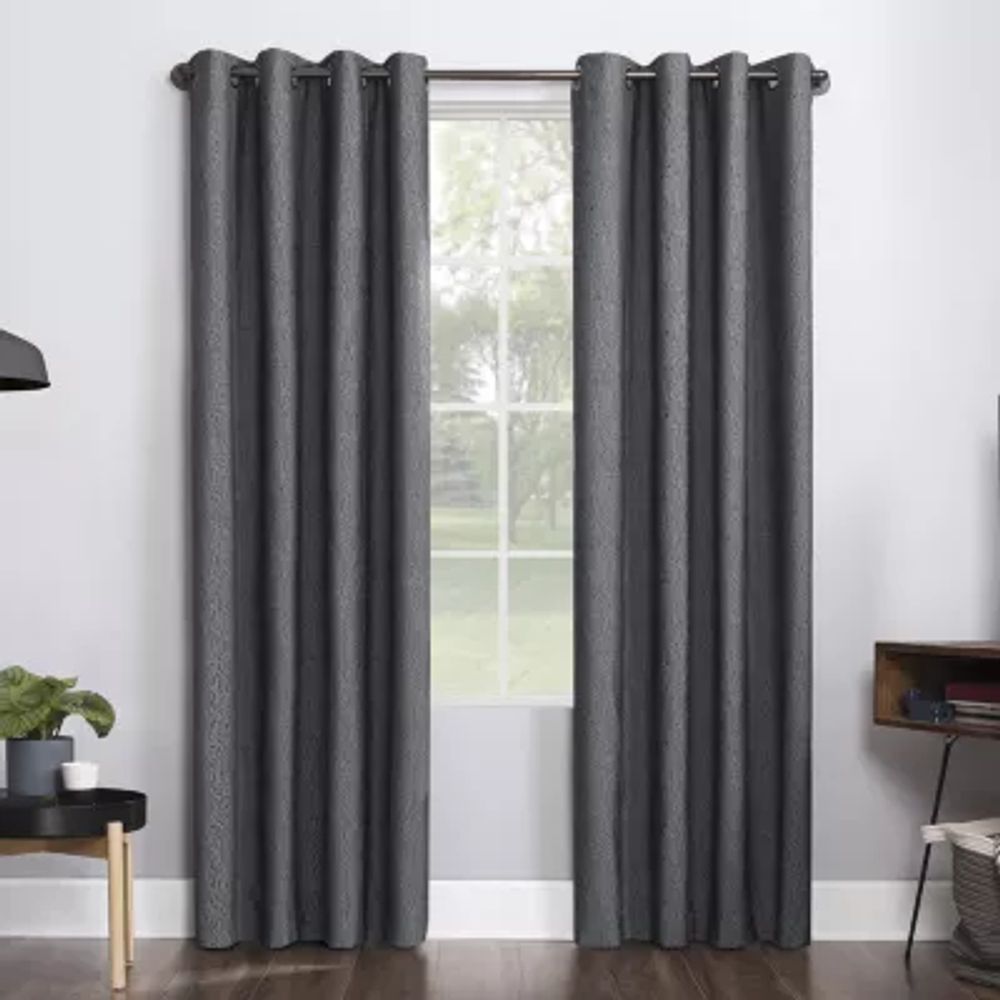 Sun Zero Noir Dimensional Thermal Extreme Grommet Top Energy Saving 100% Blackout Single Curtain Panel