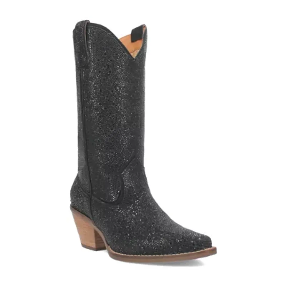 Dingo Womens Silver Dollar Stacked Heel Cowboy Boots