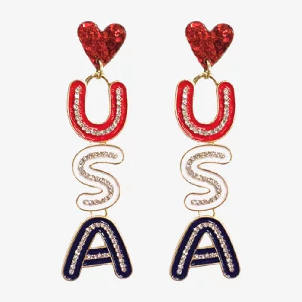 Bijoux Bar Gold Tone Womens Crystal Heart Drop Earrings