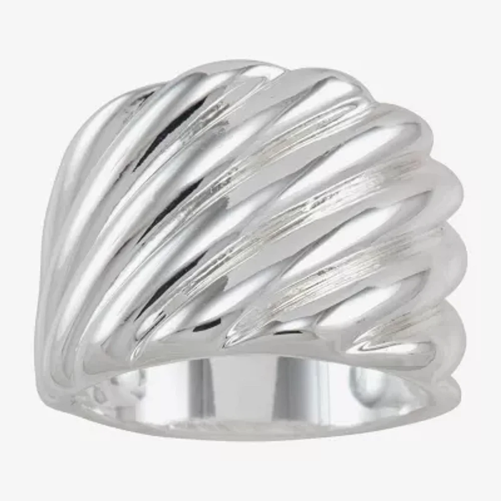 Sparkle Allure Polished Woven Womens 22MM Pure Silver Over Brass Band