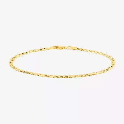 Made in Italy Unisex Adult 10K Gold 7.5 Inch Hollow Curb Chain Bracelet