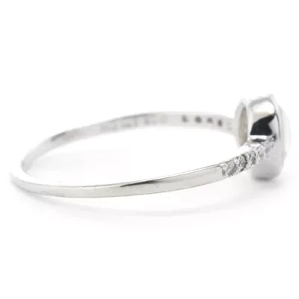 Silver Treasures Womens White Cubic Zirconia Sterling Round Band
