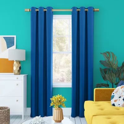 Sun Zero Harper Grommet Top Energy Saving 100% Blackout Single Curtain Panel