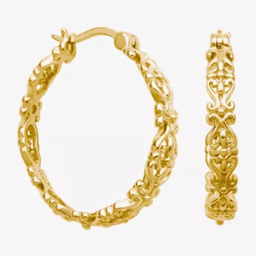 Womens 18K Gold Over Silver 27.4mm Hoop Earrings