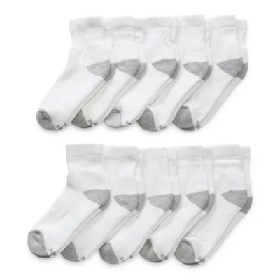 Xersion Little & Big Kid Boys Multi-Pack 10 Pair Quarter Ankle Socks