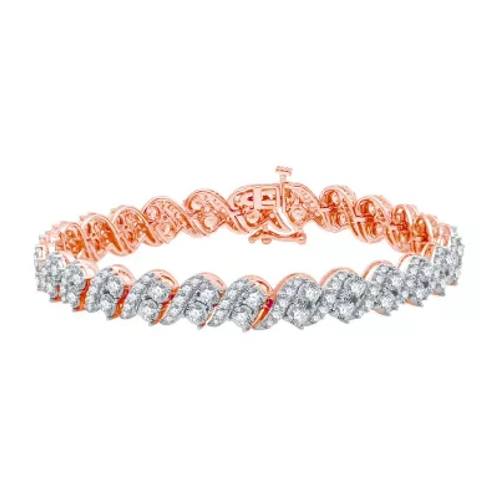 (H-I / I1) Womens 5 CT. T.W. Lab Grown White Diamond 10K Rose Gold 7.5 Inch Tennis Bracelet