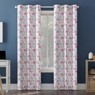 Sun Zero Rainbows Grommet Top Energy Saving 100% Blackout Single Curtain Panel