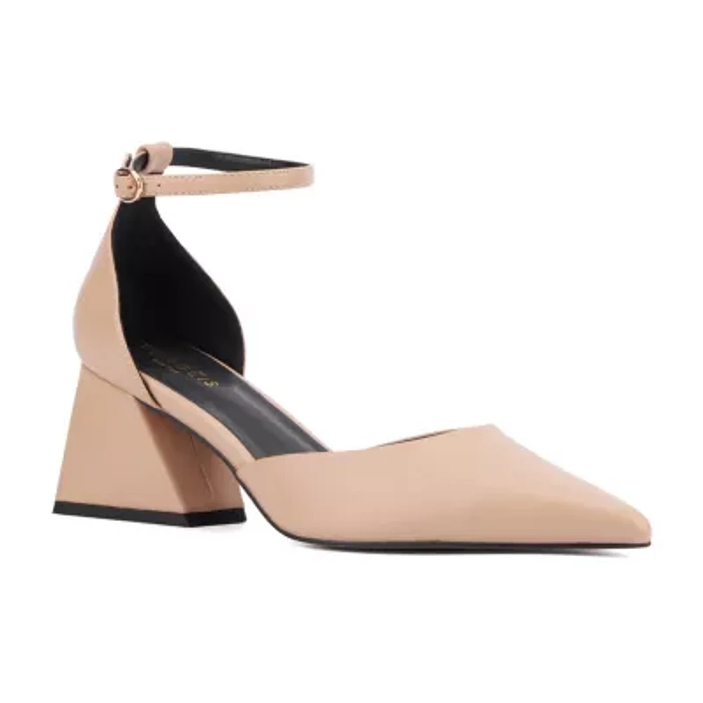 Torgeis Vicki Womens Pointed Closed Toe Block Heel Pumps