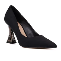 Torgeis Adena Womens Pointed Closed Toe Flared Heel Pumps