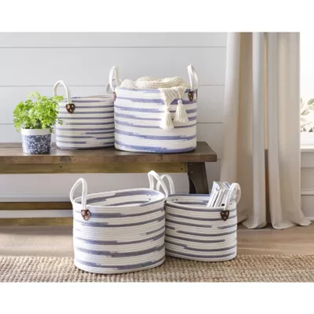 Handcrafted 4 Home Gray Oval Rope Decorative Basket
