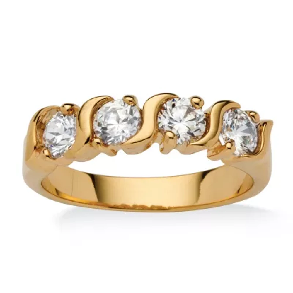 Womens 2.5MM 1 CT. T.W. Cubic Zirconia 18K Gold Over Brass Band