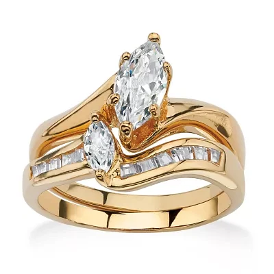 Womens 1 3/8 CT. T.W. Cubic Zirconia 18K Gold Over Brass Bridal Set