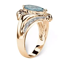 Womens 2 CT. T.W. Blue Cubic Zirconia 14K Gold Over Brass Cocktail Ring