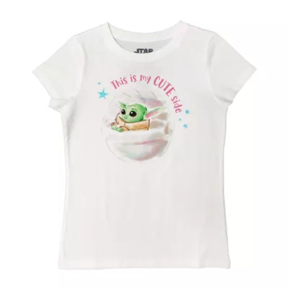Disney Collection Little & Big Kid Girls Crew Neck Short Sleeve Regular Fit Star Wars Graphic T-Shirt