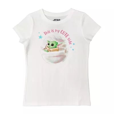 Disney Collection Little & Big Kid Girls Crew Neck Short Sleeve Regular Fit Star Wars Graphic T-Shirt