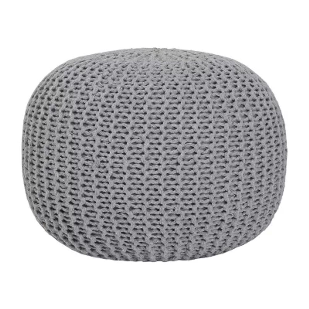 Urban Shop Round Knit Pouf Ottoman
