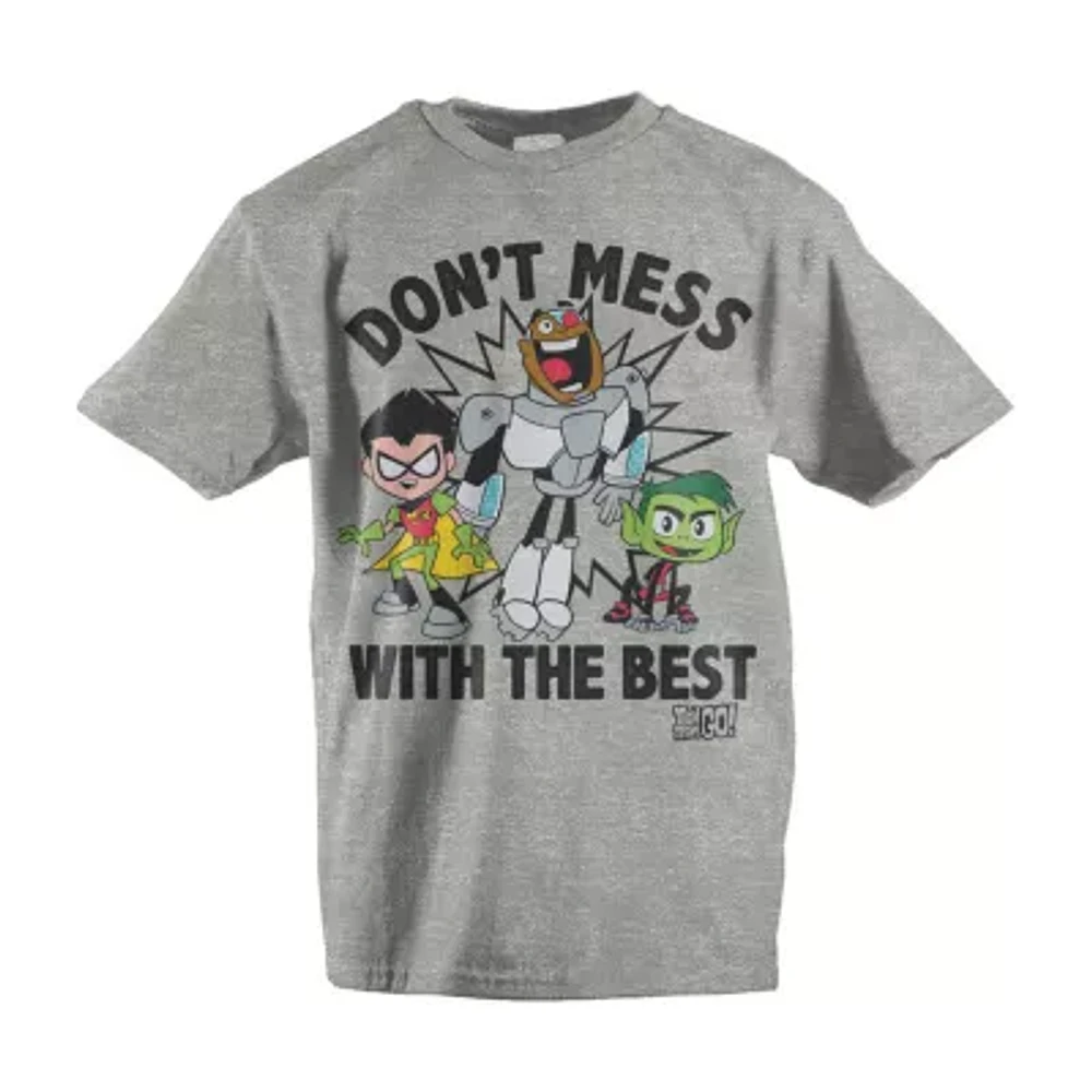 Teen Titans Little & Big Kid Boys Crew Neck Short Sleeve Loose Fit Graphic T-Shirt