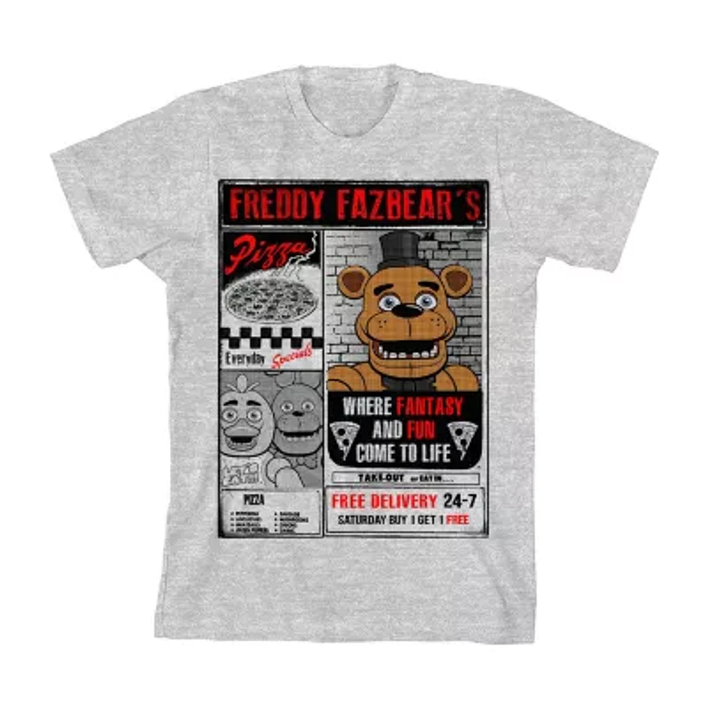 Little & Big Kid Boys Crew Neck Short Sleeve Loose Fit Five Nights at Freddys Graphic T-Shirt