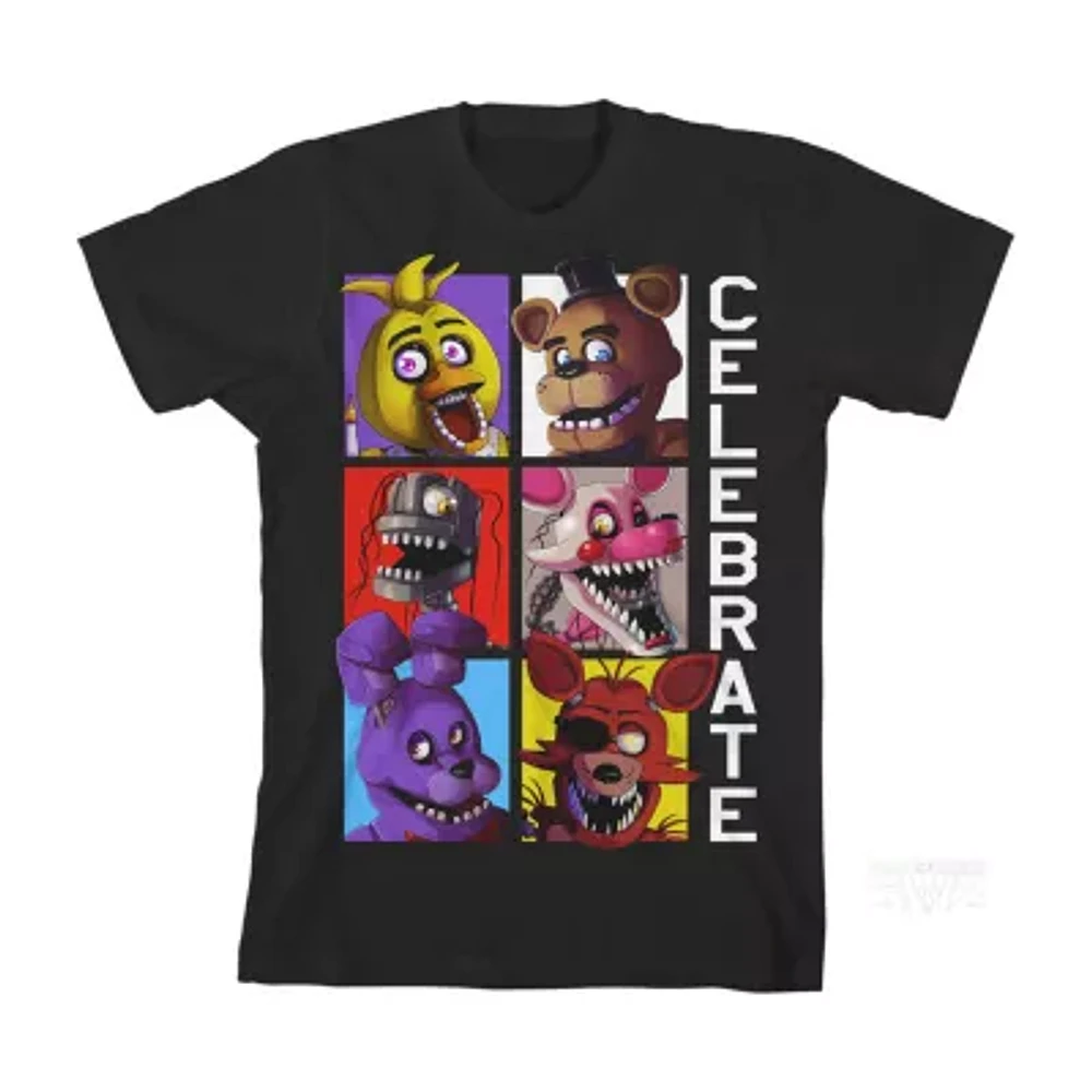 Little & Big Kid Boys Crew Neck Short Sleeve Loose Fit Five Nights at Freddys Graphic T-Shirt