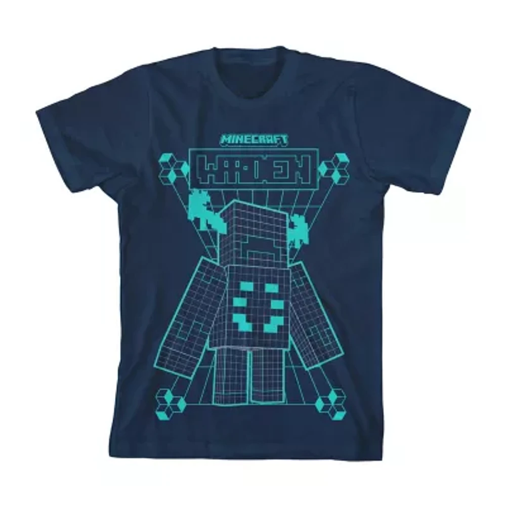 Little & Big Kid Boys Crew Neck Short Sleeve Loose Fit Minecraft Graphic T-Shirt