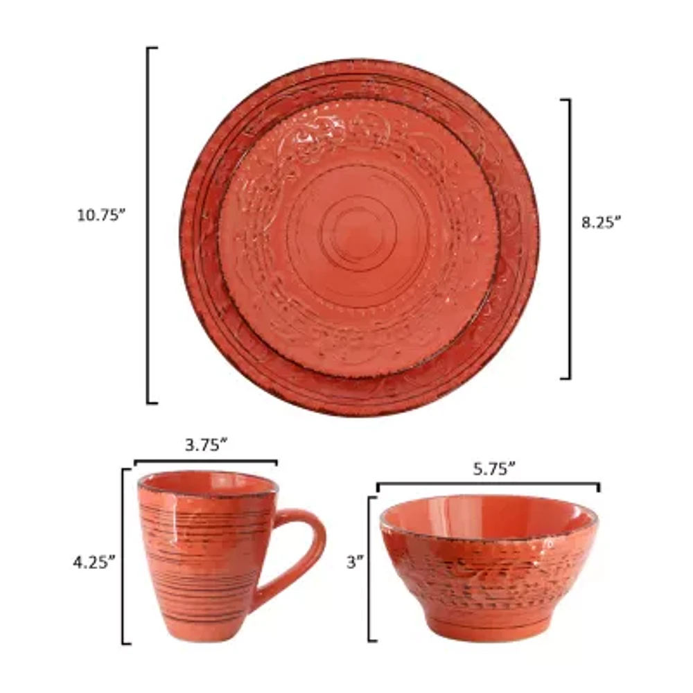 Elama Malibu Jasper 16 Piece 16-pc. Stoneware Dinnerware Set