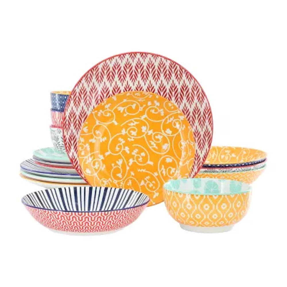 Elama Giovanna 16 Piece 16-pc. Porcelain Dinnerware Set