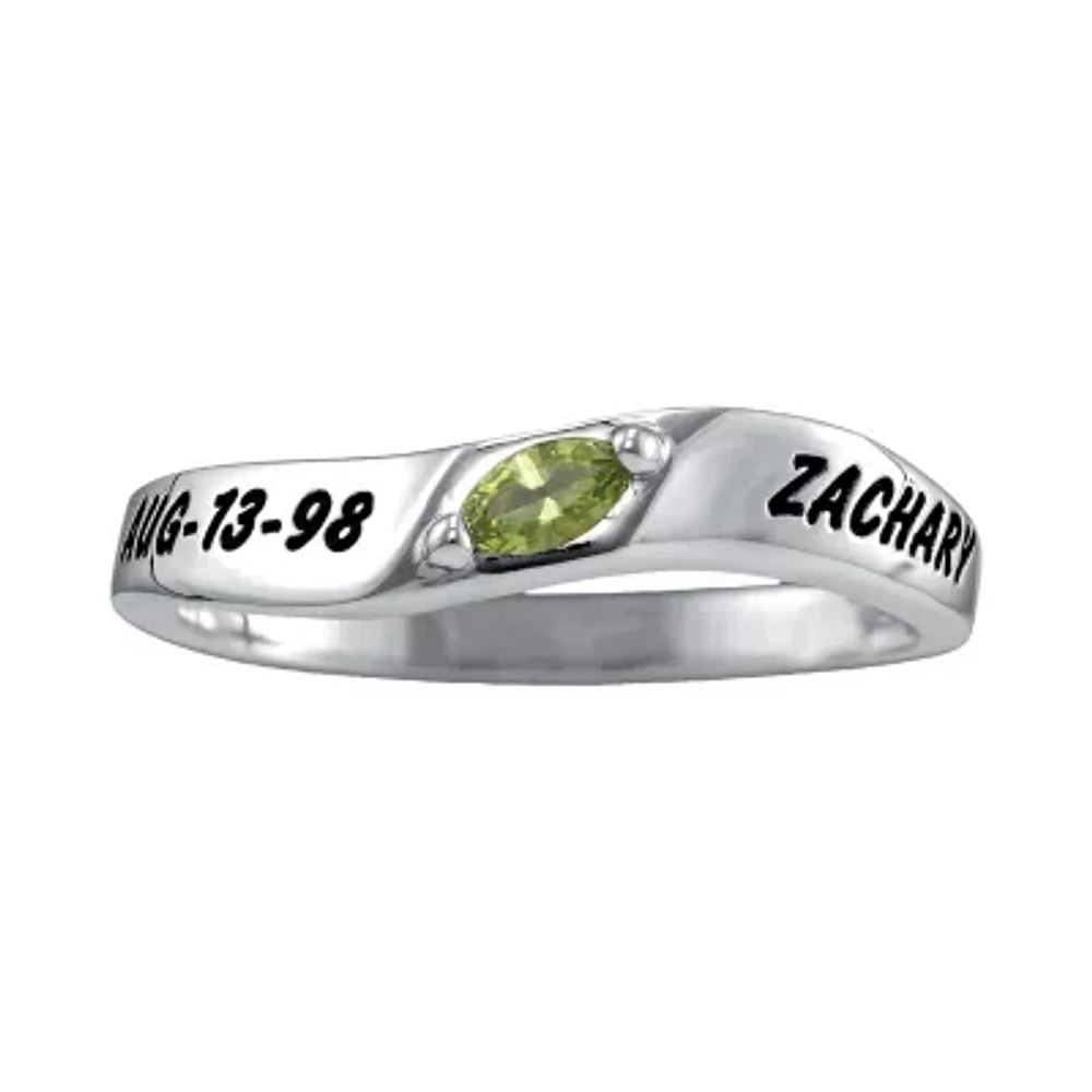 Personalized Womens Simulated Sterling Silver Stackable Ring