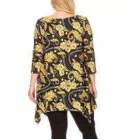 White Mark Plus Womens Scoop Neck 3/4 Sleeve Tunic Top