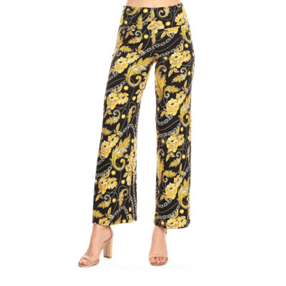 White Mark Womens Mid Rise Wide Leg Palazzo Pant