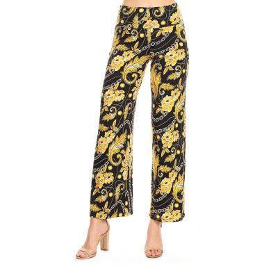 White Mark Womens Mid Rise Wide Leg Palazzo Pant