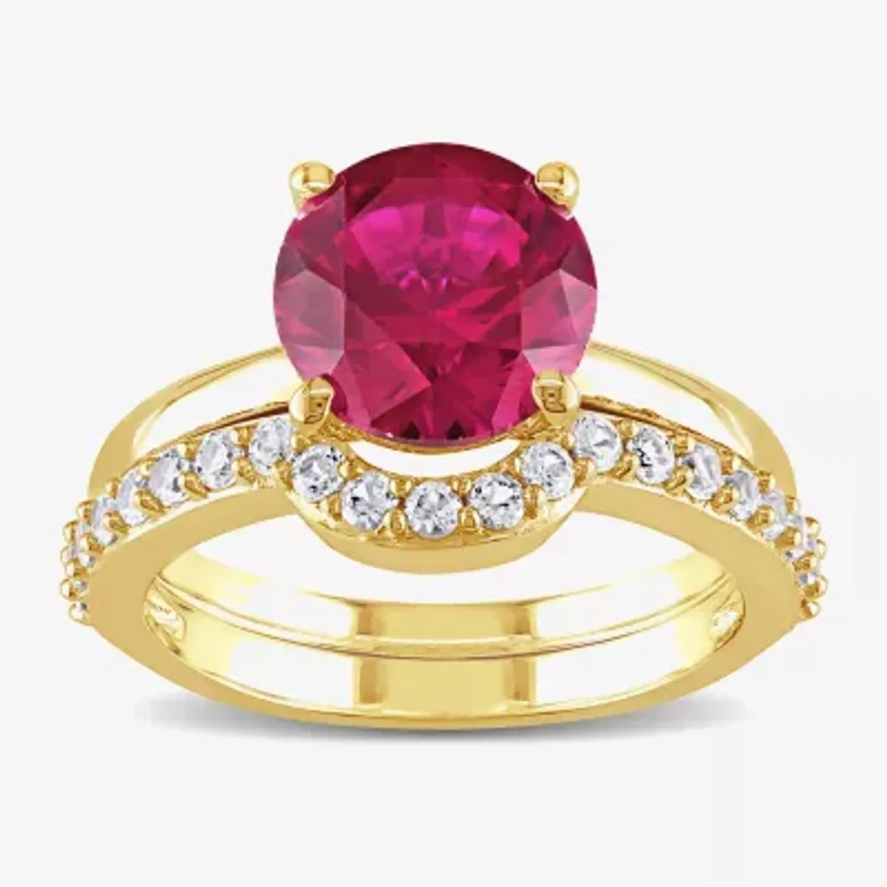 Modern Bride Gemstone Womens Lab Created Red Ruby 10K Gold Bridal Set