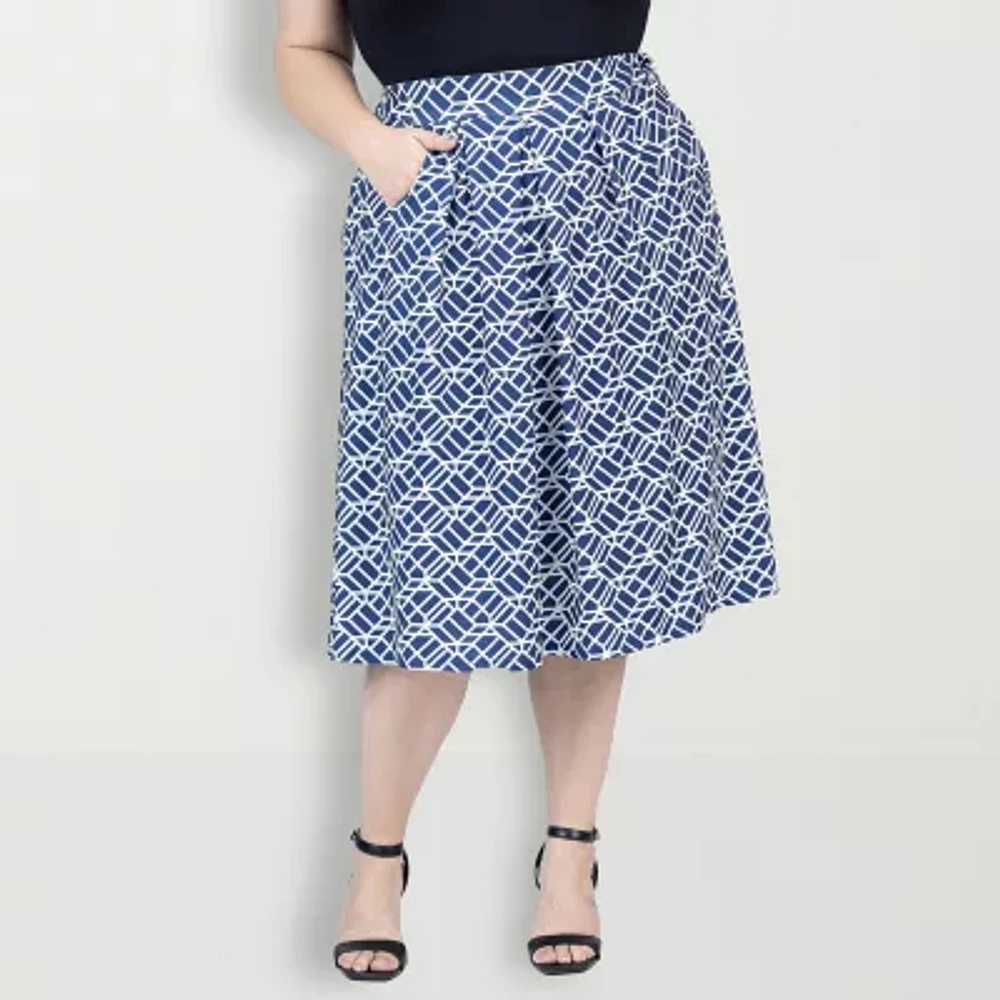 24seven Comfort Apparel Womens Plus A-Line Skirt