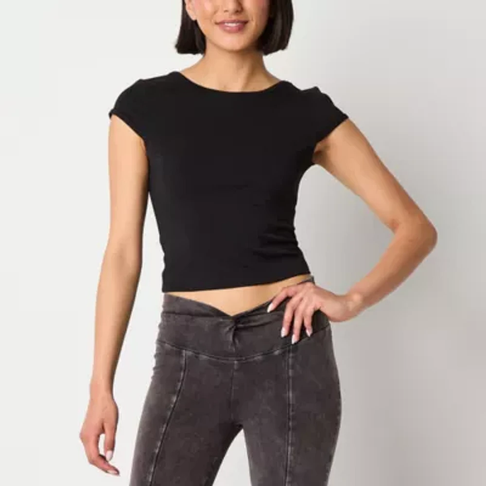 Arizona Womens Round Neck Short Sleeve Juniors T-Shirt