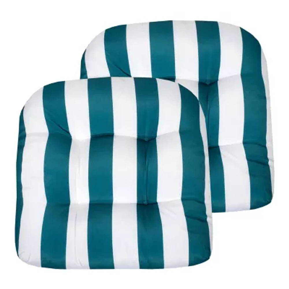 Sweet Home Collection™ Havana Stripe Patio Cushions Indoor/Outdoor Reversible Chair Pads Tufted 19" x