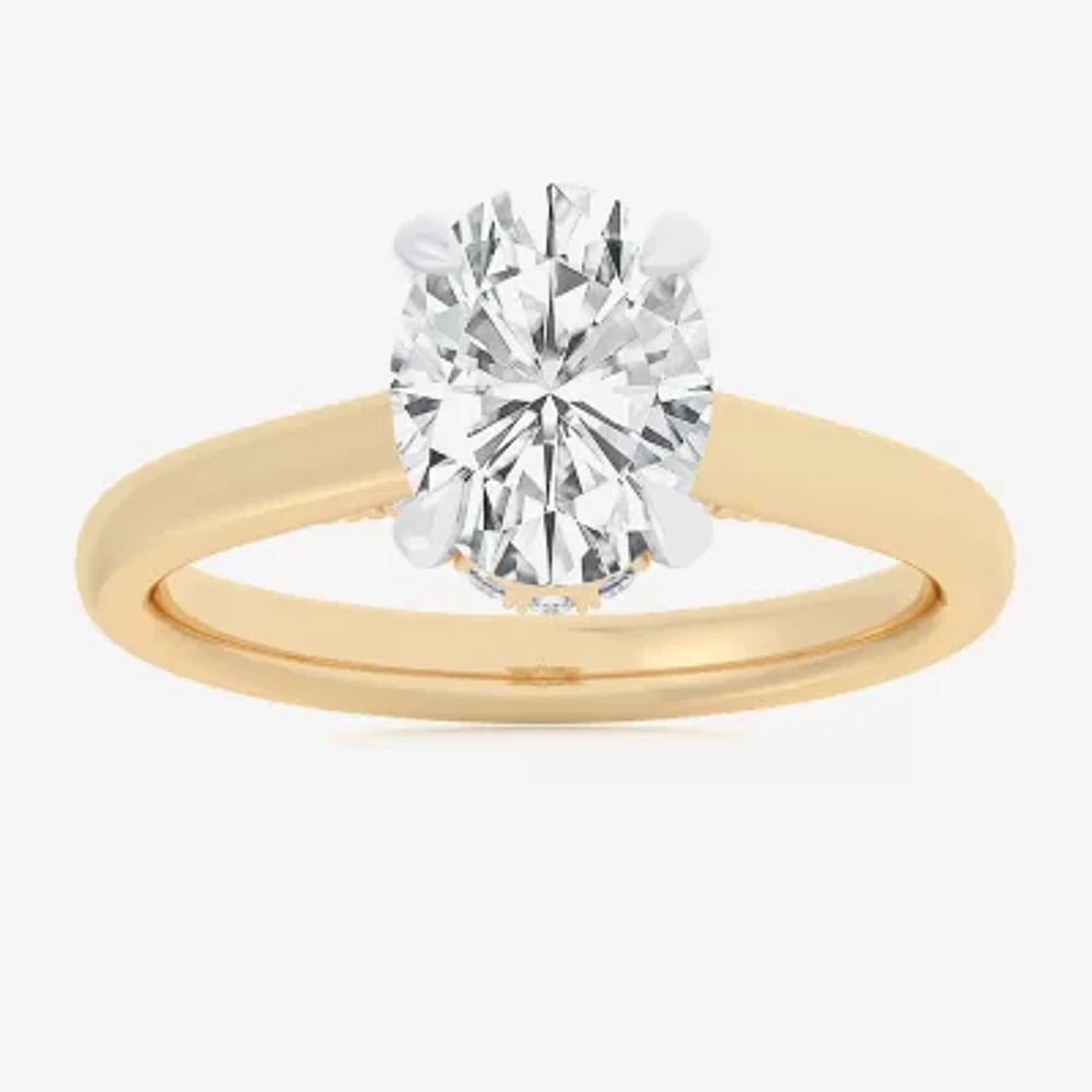 (G-H / Si1-Si2) Womens 1 1/7 CT. T.W. Lab Grown White Diamond 14K Gold Oval Solitaire Engagement Ring