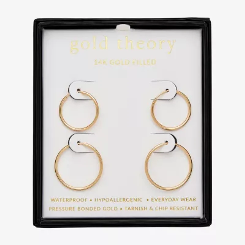Gold Theory Womens Round 2 Pair Earring Set