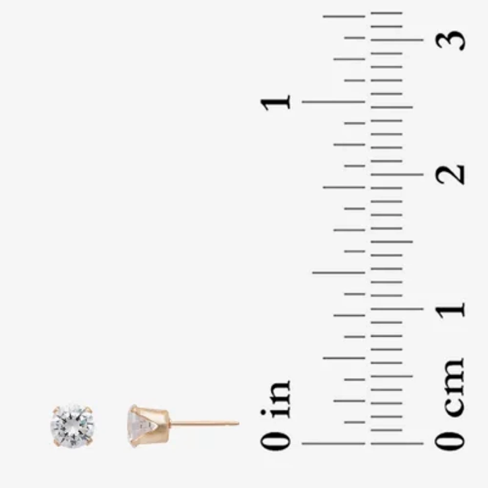 Gold Theory Womens Cubic Zirconia Round 3 Pair Earring Set