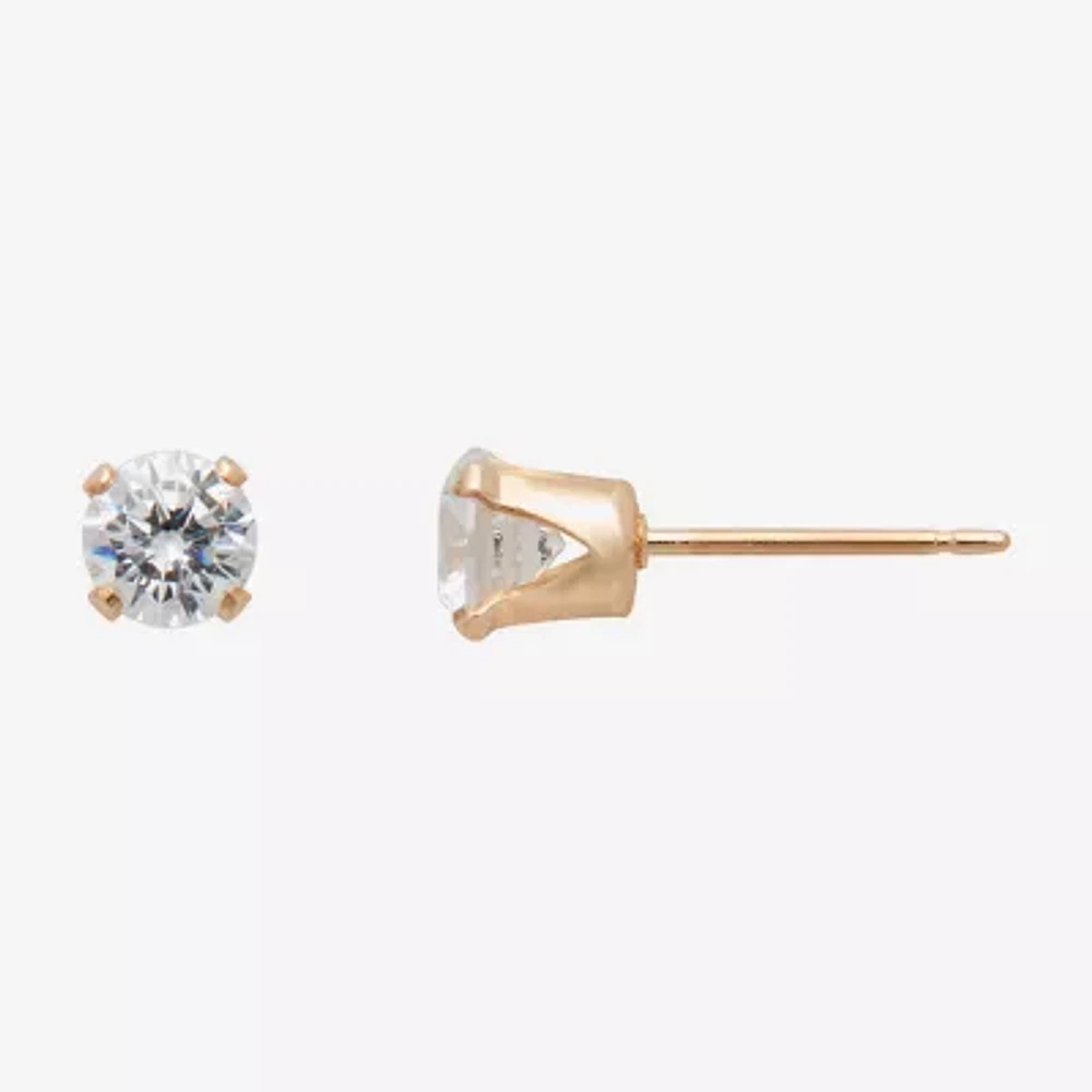 Gold Theory Womens Cubic Zirconia Round 3 Pair Earring Set