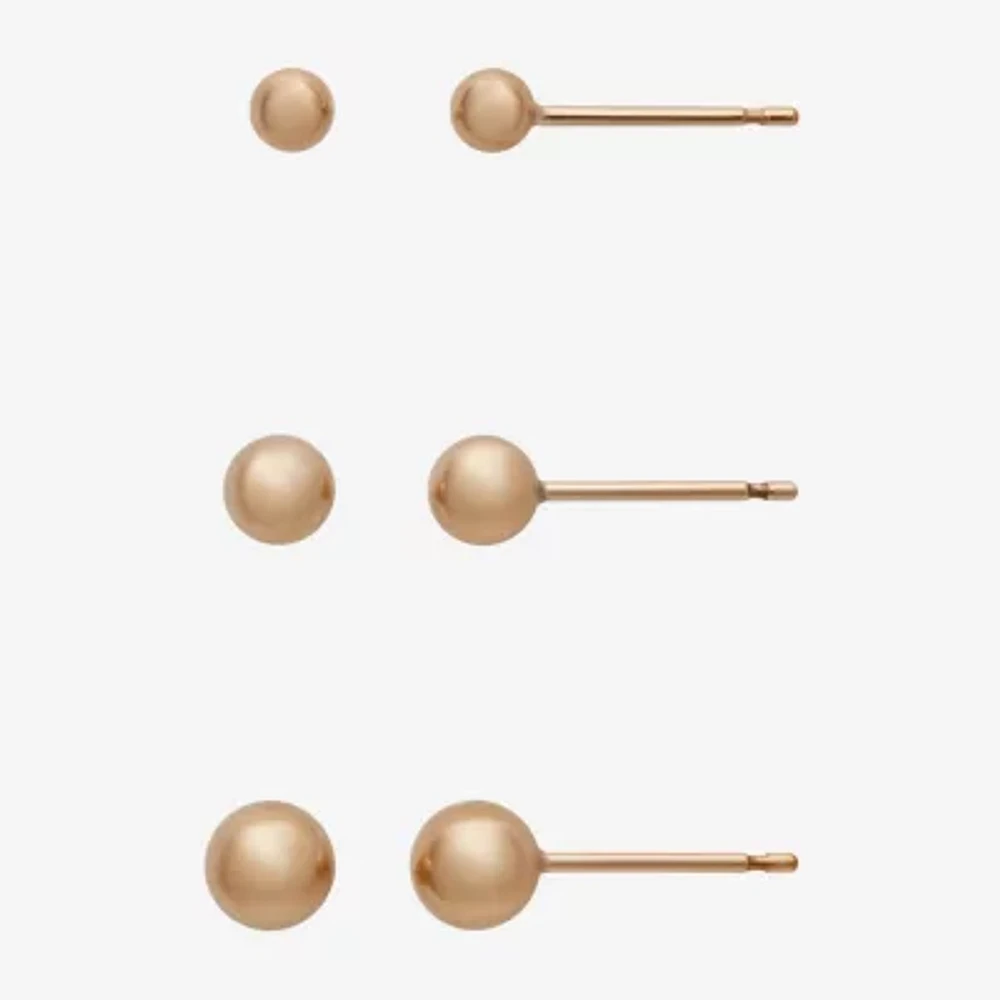 Gold Theory Womens Round 3 Pair Earring Set