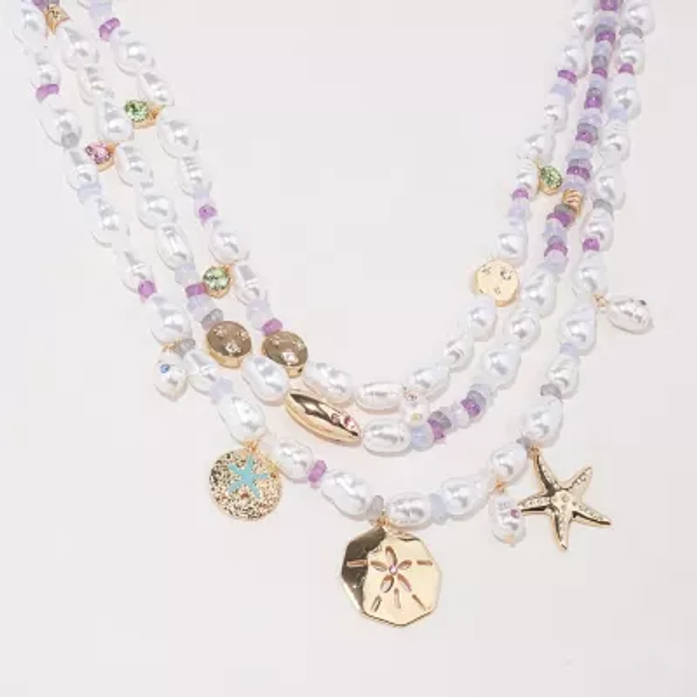 Bijoux Bar Gold Tone Shells Womens 18 Inch Strand Necklace