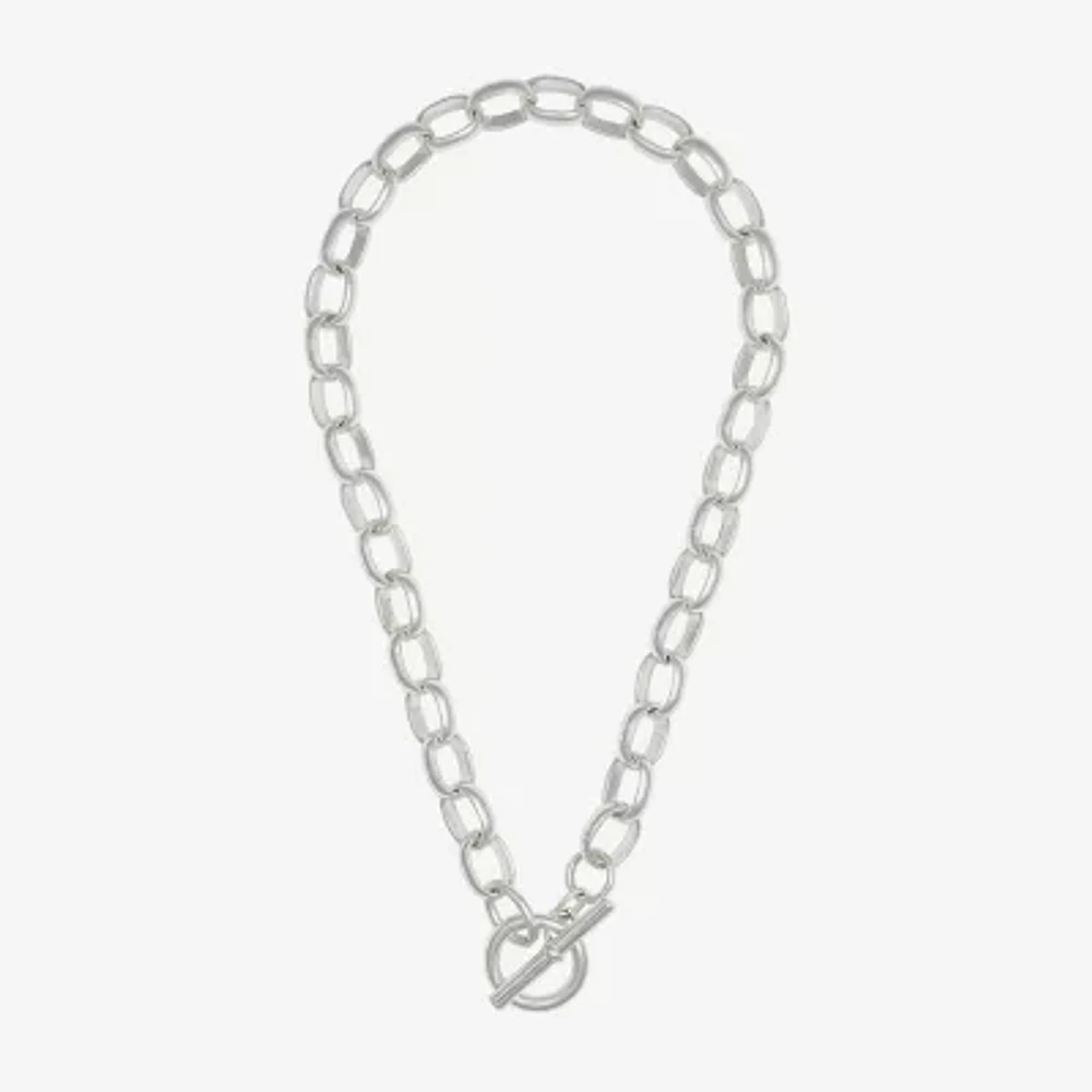 Bold Elements Silver Tone Womens 18 Inch Omega Chain Necklace