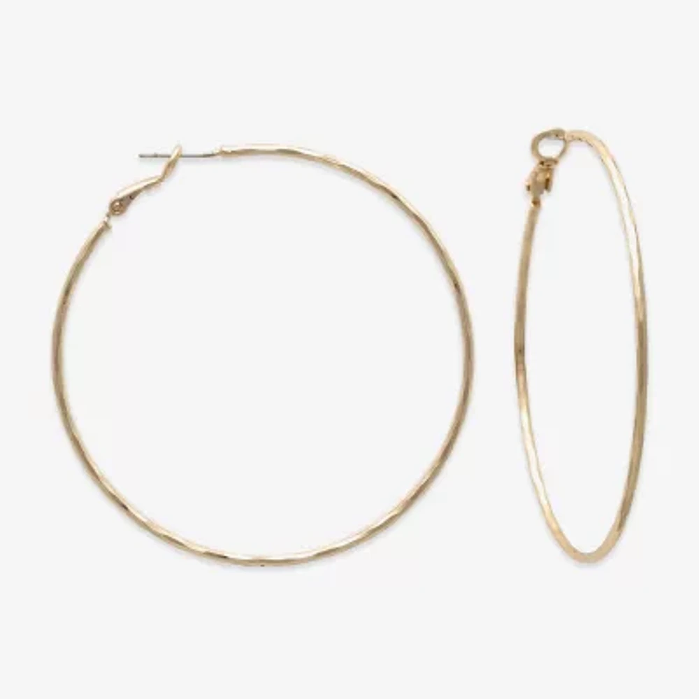Bold Elements Gold Tone Womens 2.3mm Hoop Earrings