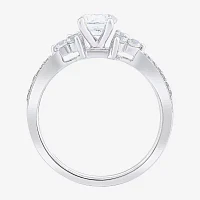 (Si2/G) Womens 1 CT. T.W. Lab Grown White Diamond 10K Gold Round Side Stone Engagement Ring