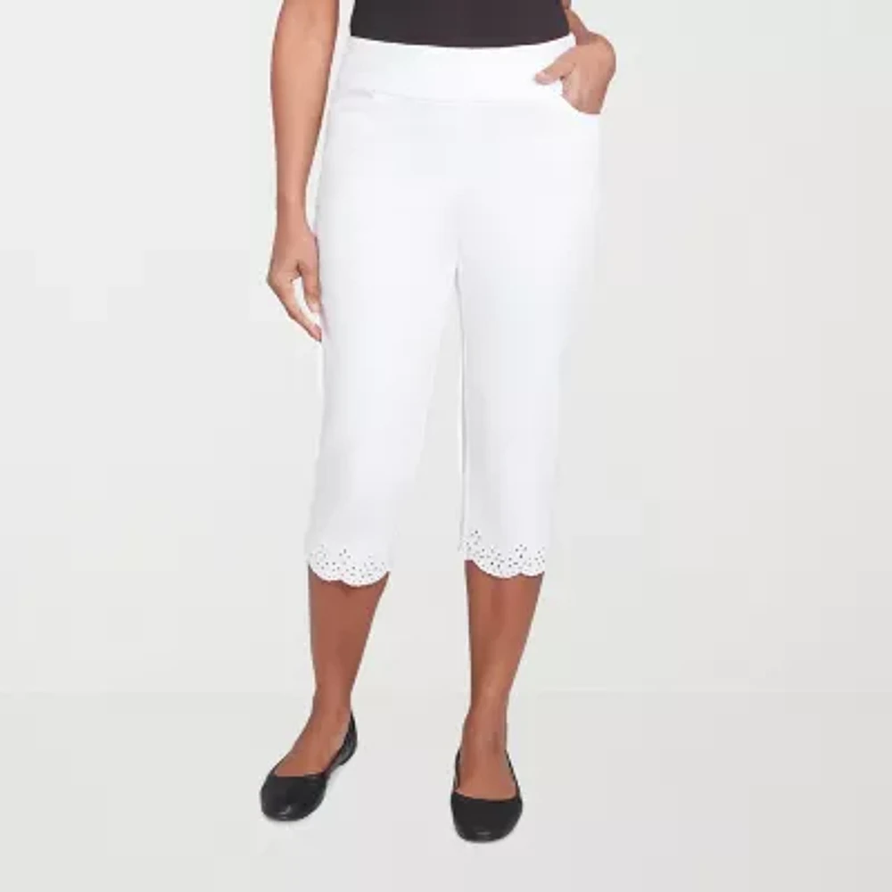 Alfred Dunner Crystal Springs Womens Stretch Fabric Straight Capri Pant