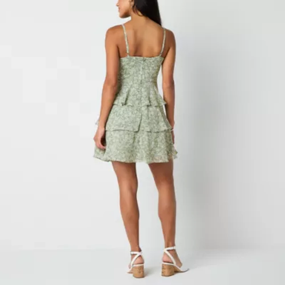 by&by Womens Floral Juniors Fit + Flare Dress