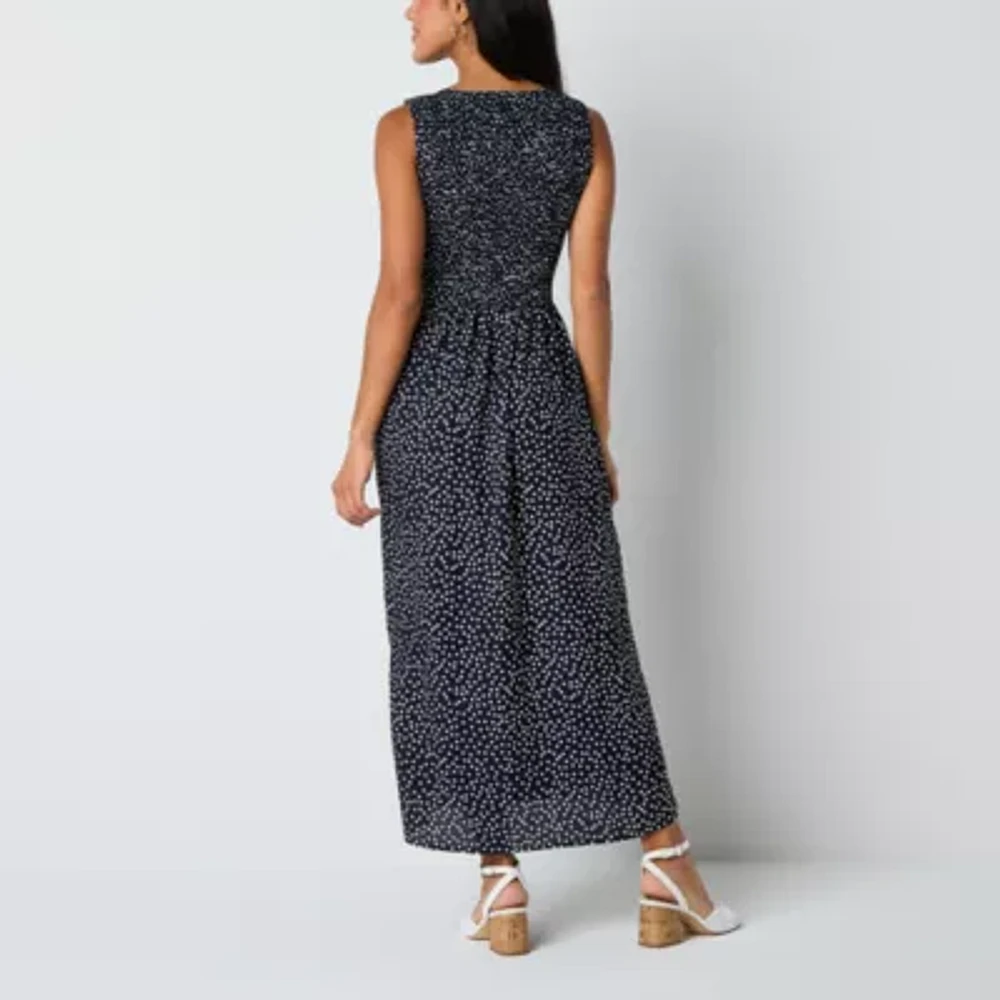 R & K Originals Womens Sleeveless Dots Maxi Dress