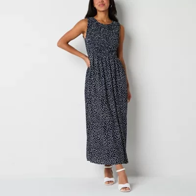 R & K Originals Womens Sleeveless Dots Maxi Dress